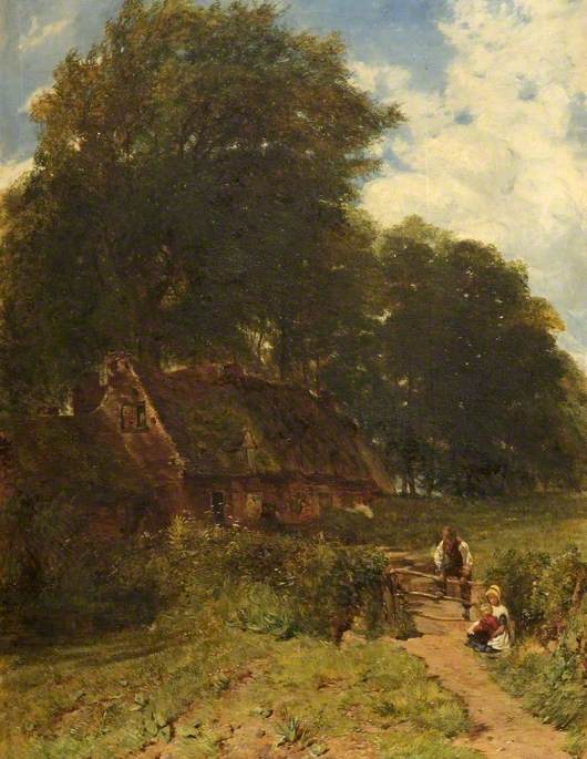 Museum Art Reproductions Cottage Scene, Warley, Worcestershire, 1849 by Charles Thomas Burt