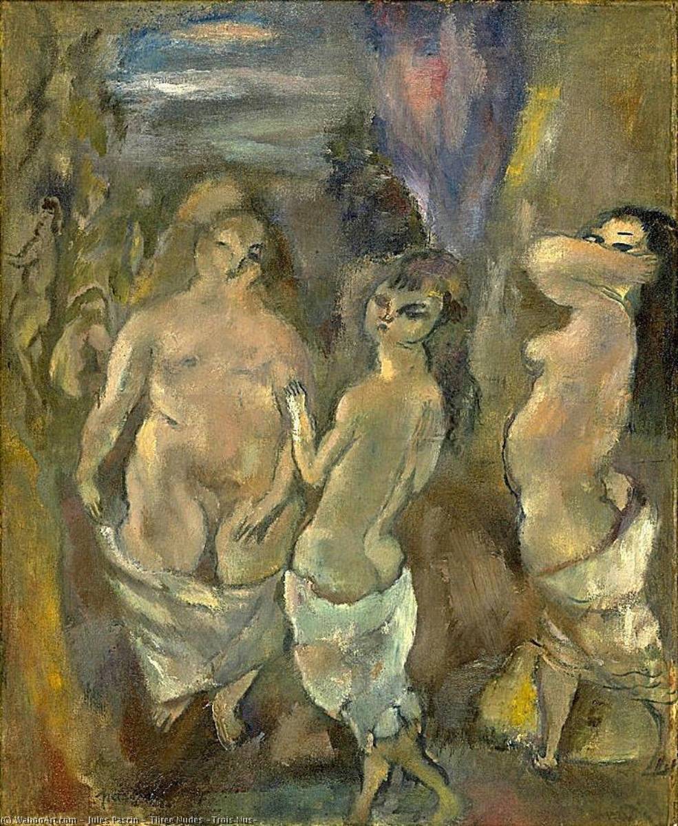 Museum Art Reproductions Three Nudes (Trois Nus), 1923 by Julius Mordecai  Pincas (1885-1930, Bulgaria) | WahooArt.com
